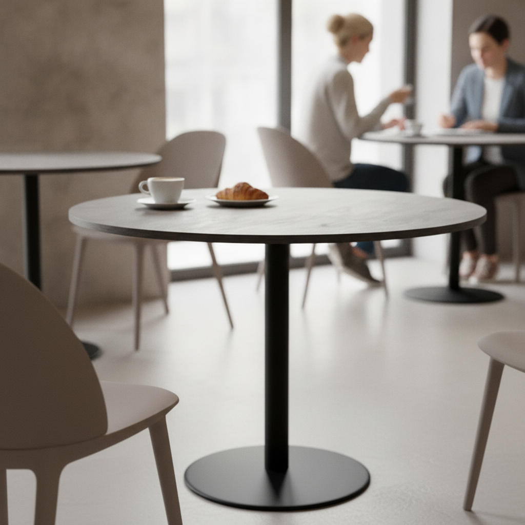 Laminate Grey Round Table Top 600mm for Hospitality Spaces