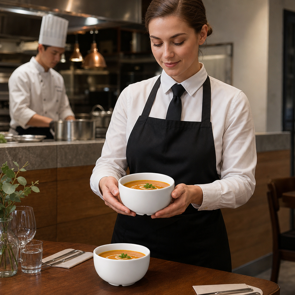Medium Soup Bowls 440ml Porcelain for Catering Use (Pack of 6)