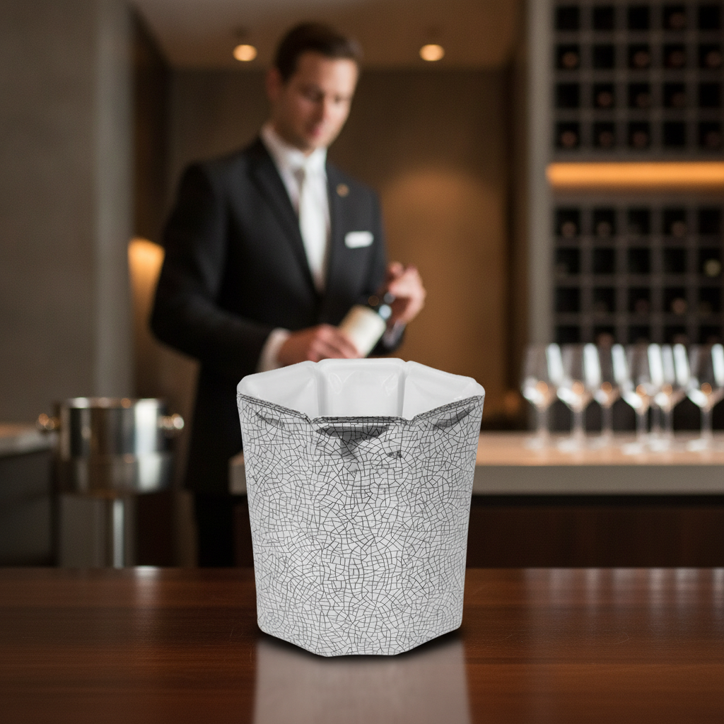 Freezer-Proof Metallic Silver Wine & Champagne Cooler Sleeve 140mm for Stylish Serving
