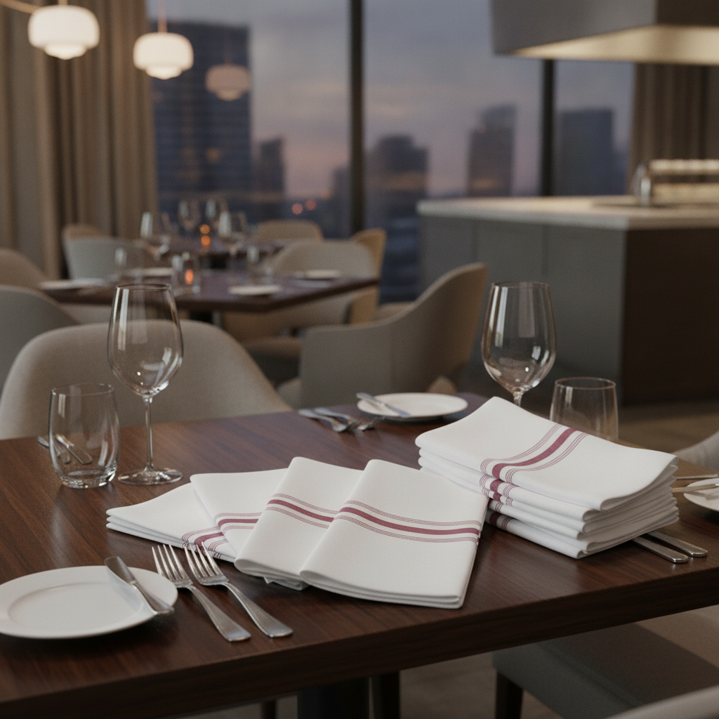 Polyester Bistro Table Napkins Burgundy Stripe for Dining (Pack of 10)