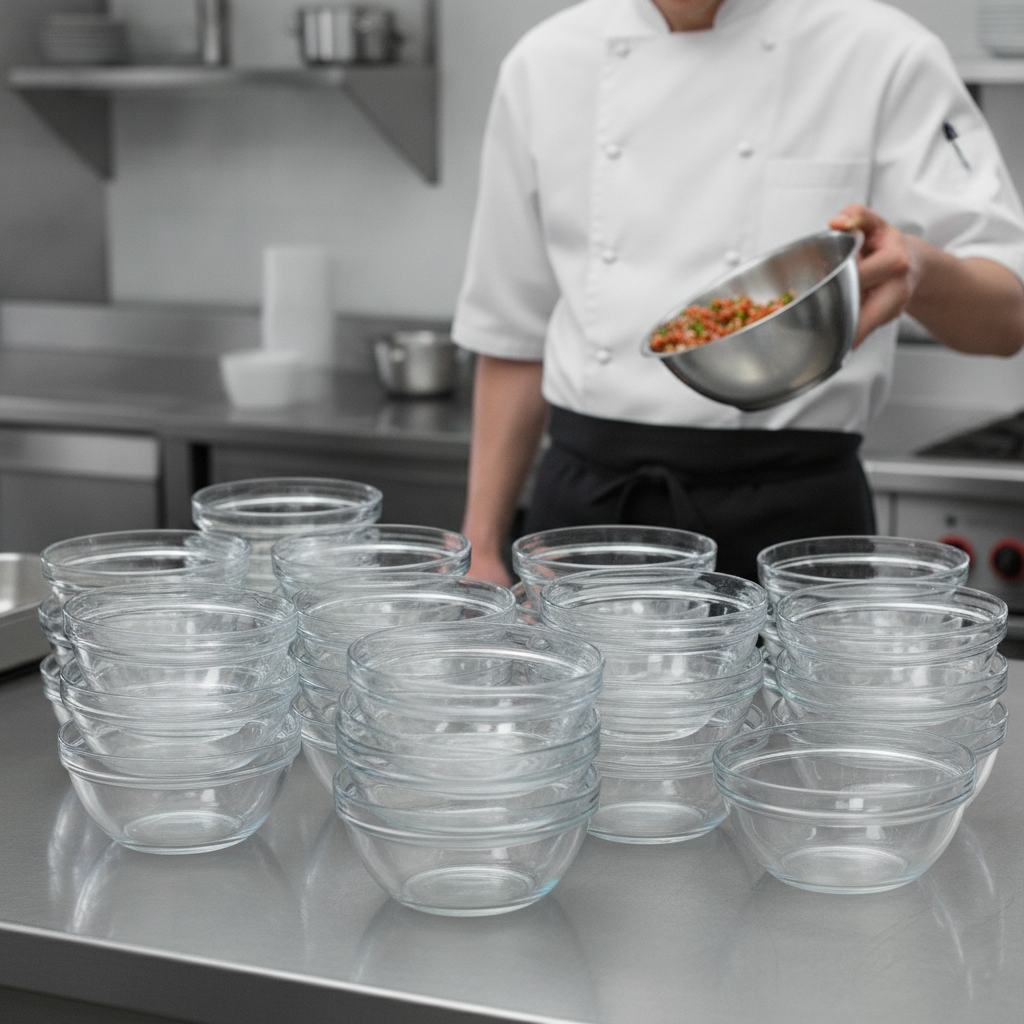 Toughened Glass Chef's Bowls 126ml for Food Preparation (Pack of 36)