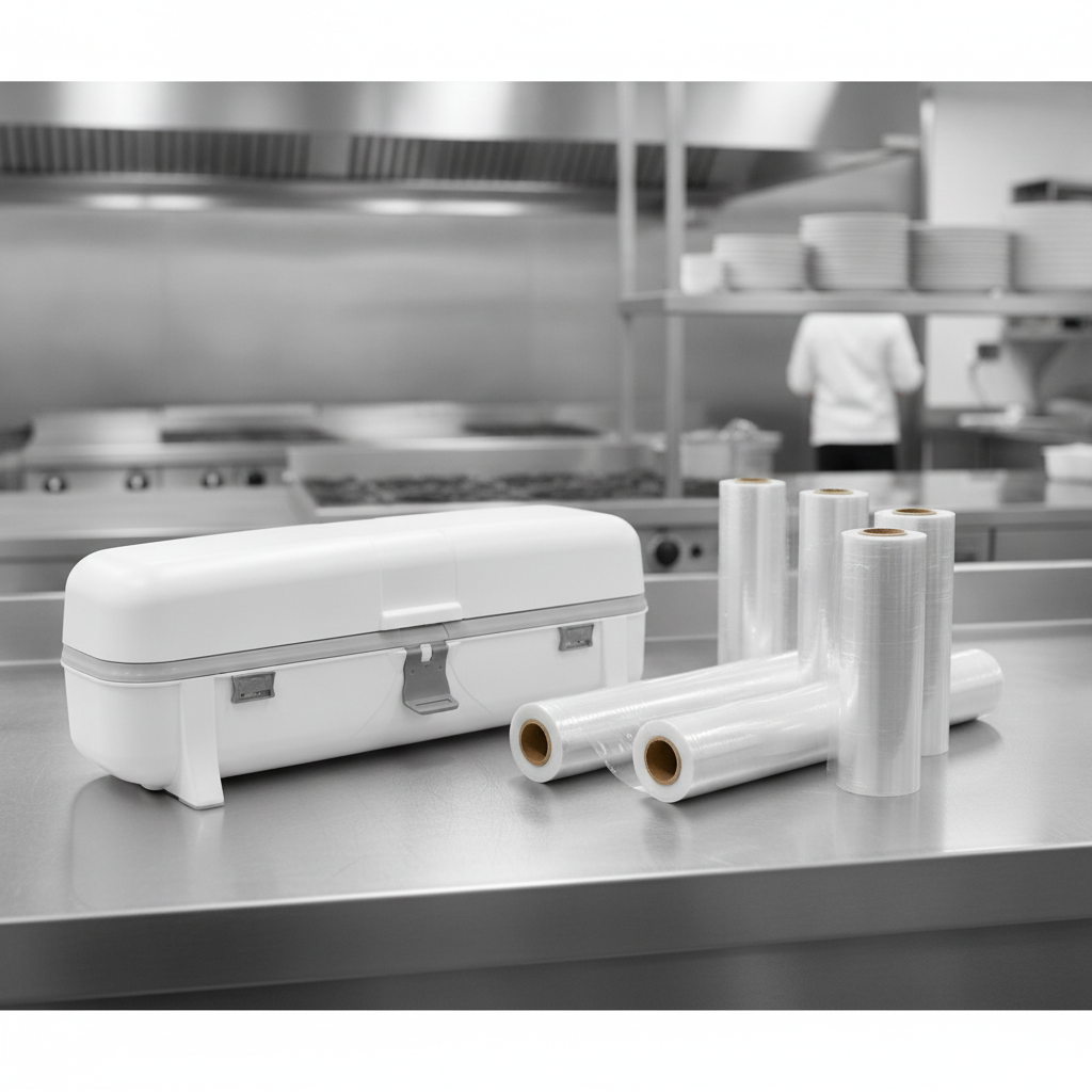 Hygienic Cling Film Dispenser with 3x 300m Refills for Catering