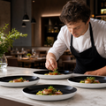 Coupe Plates 280mm Black Ceramic for Contemporary Dining (Pack of 12)