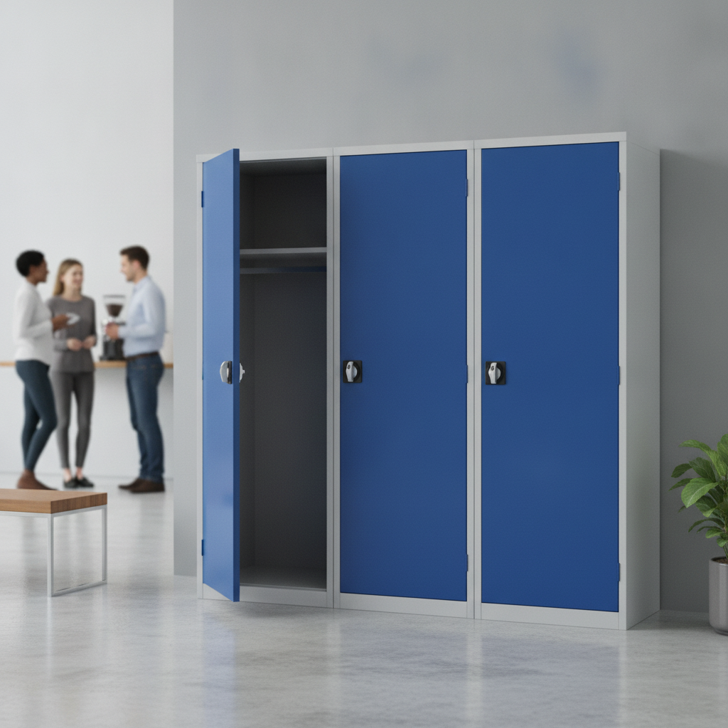 Blue Epoxy Polyester Powder Coated Clothing Locker 610mm for Staff Rooms