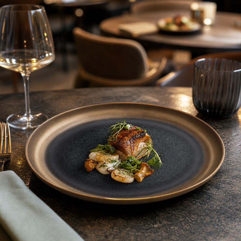 Ochre Stoneware Flat Bowls 210mm for Stylish Dining