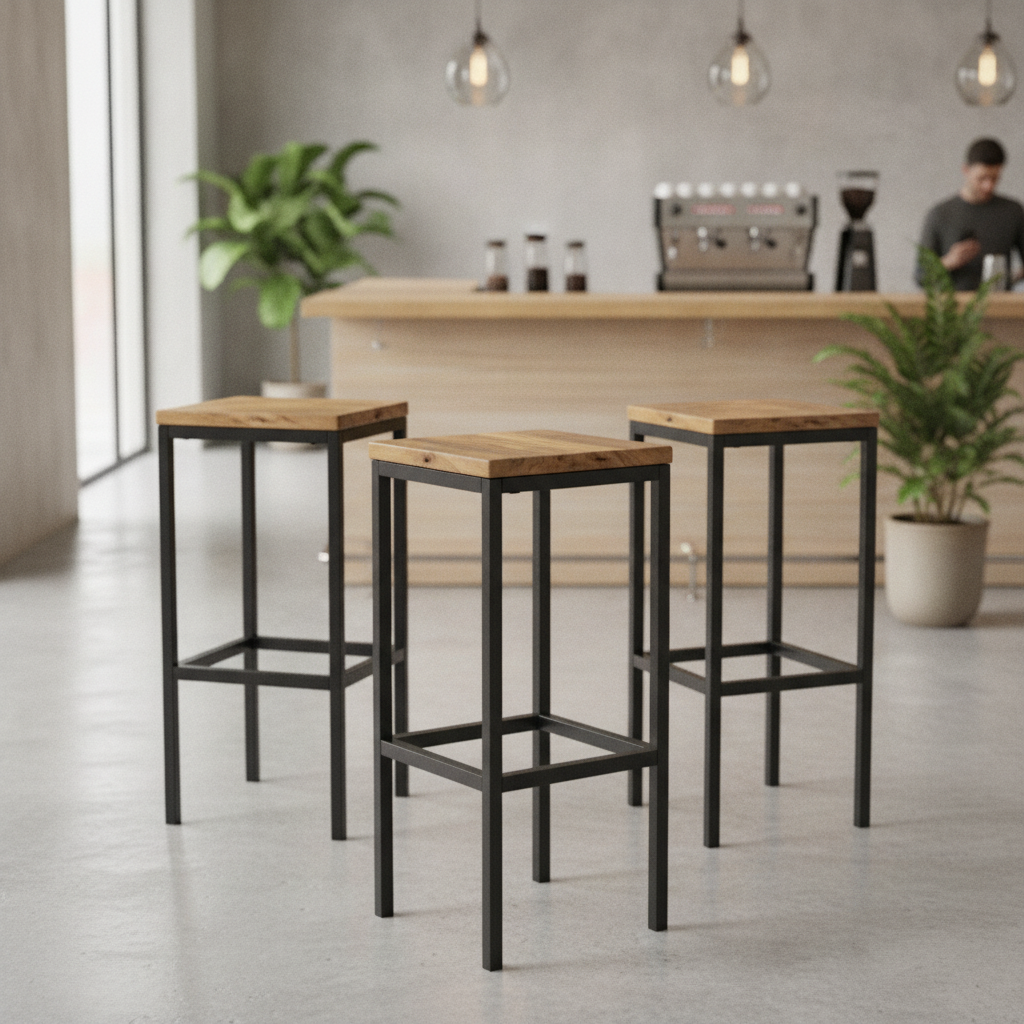 Mango Wood Bar Stools 770mm for Bars & Cafés (Pack of 3)