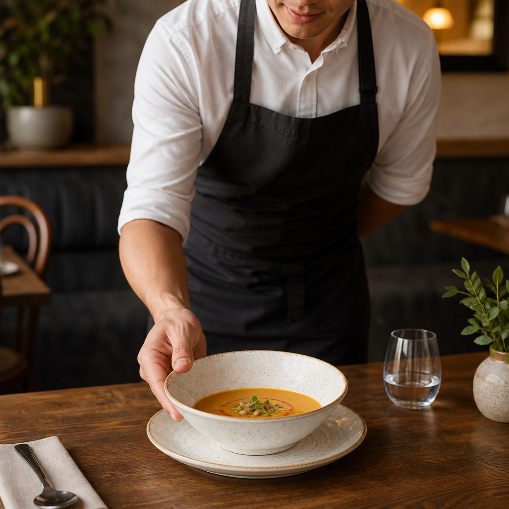 Stonecast Round Soup Bowls in Barley White for Dine-In Service