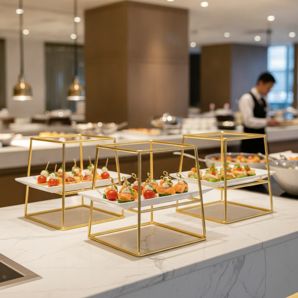 Steel Gold Buffet Stand 200mm for Catering Events