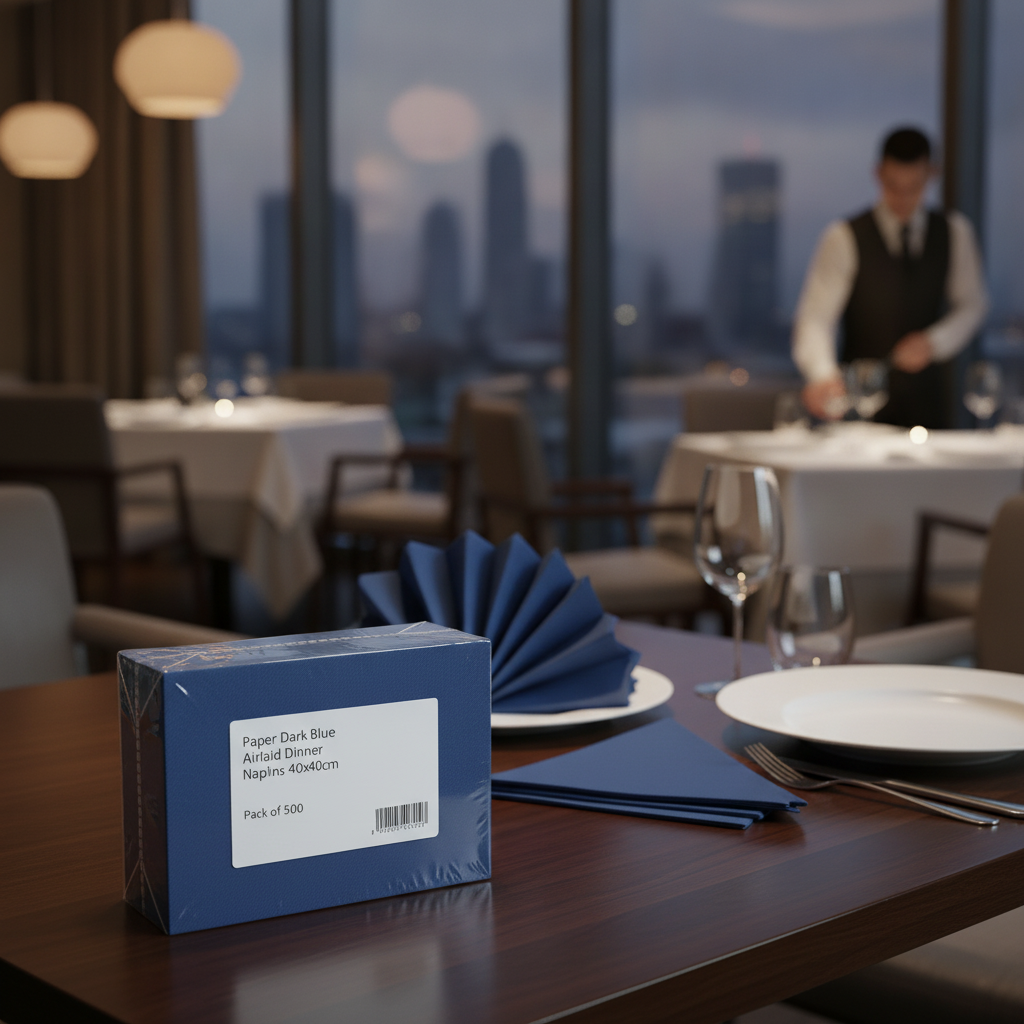 Paper Dark Blue Airlaid Dinner Napkins 40x40cm for Restaurants (Pack of 500)