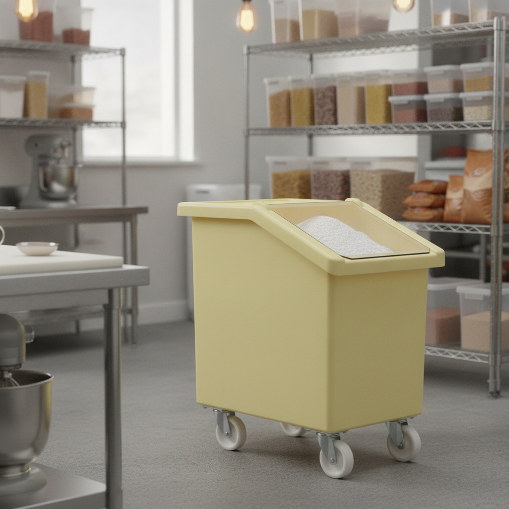 Polyethylene Mobile Ingredient Bin 90L for Food Storage