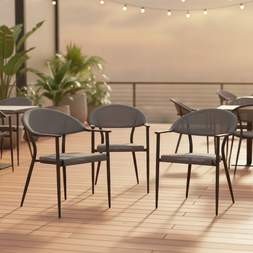 Black Aluminium Outdoor Armchairs 776mm for Cafés & Patios (Pack of 4)