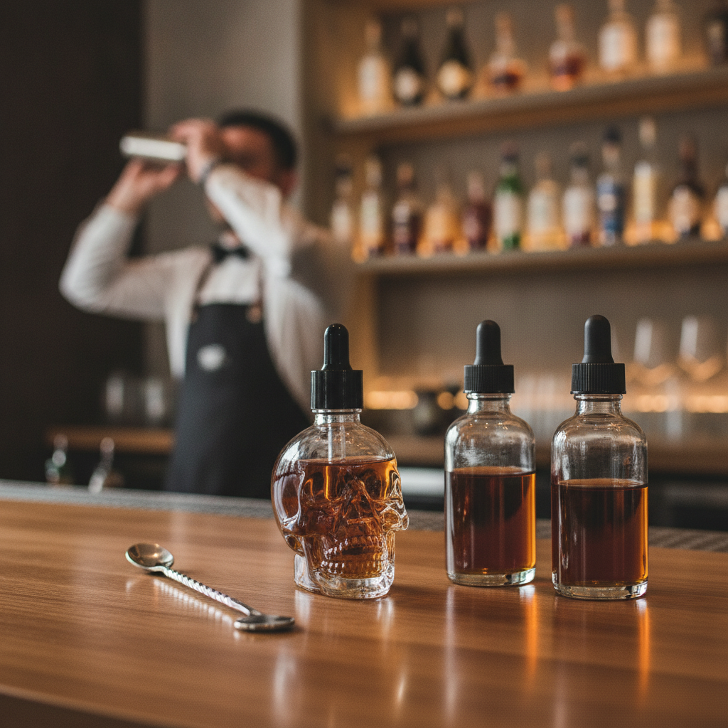 Glass Skull Bitter Bottle 60ml for Cocktail Crafting