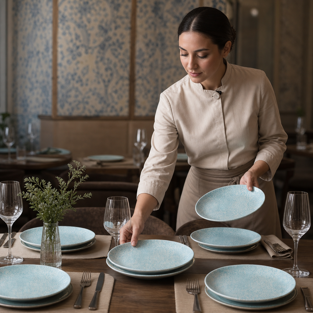 Coupe Plates Tile Design Aqua Vitrified Ceramic for Dining Experiences (Pack of 12)