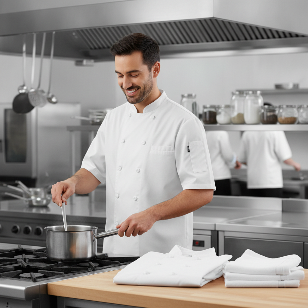 White Polycotton Unisex Chef Jackets for Commercial Kitchens (Pack of 2)