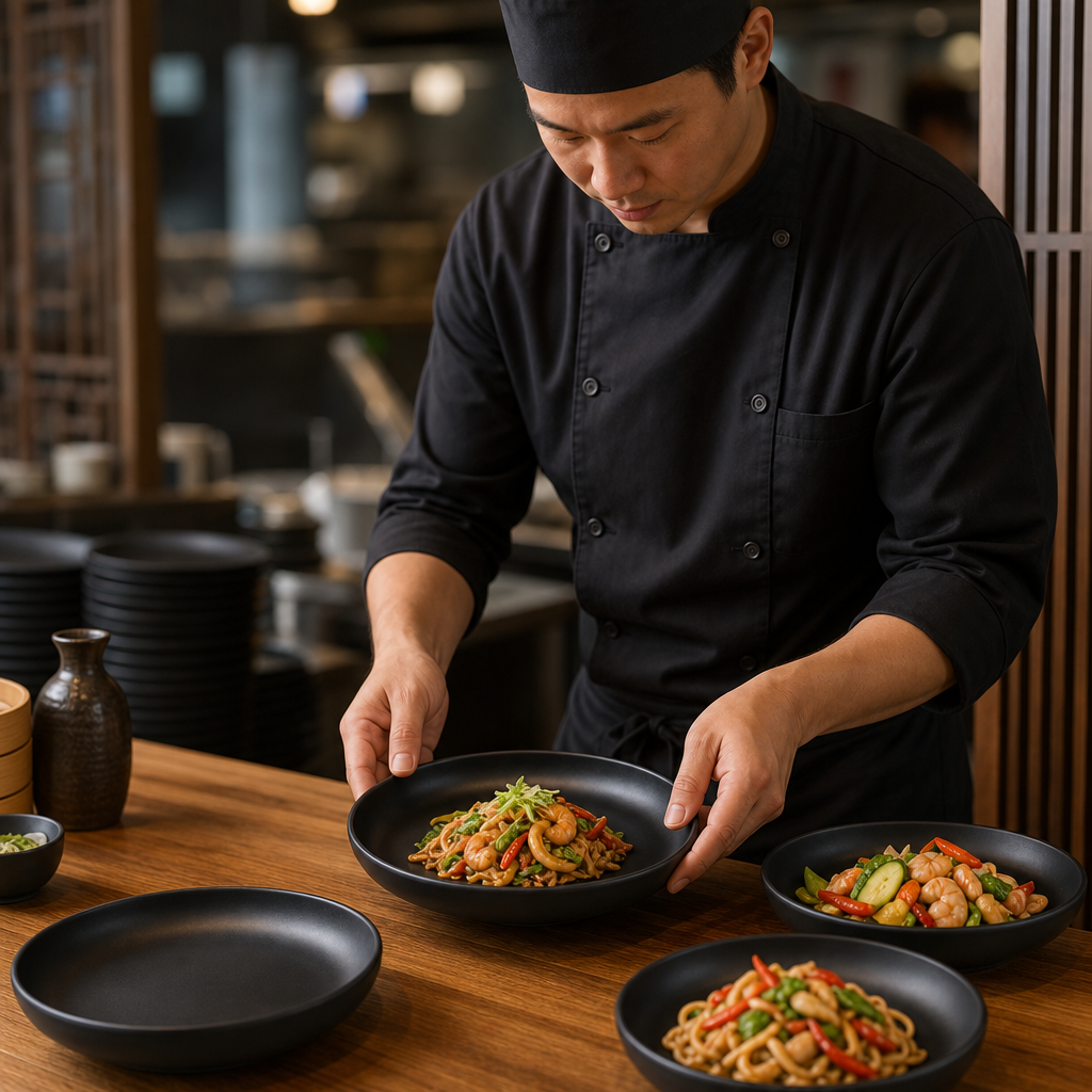 Coupe Plates 230mm Melamine for Asian Cuisine (Pack of 6)