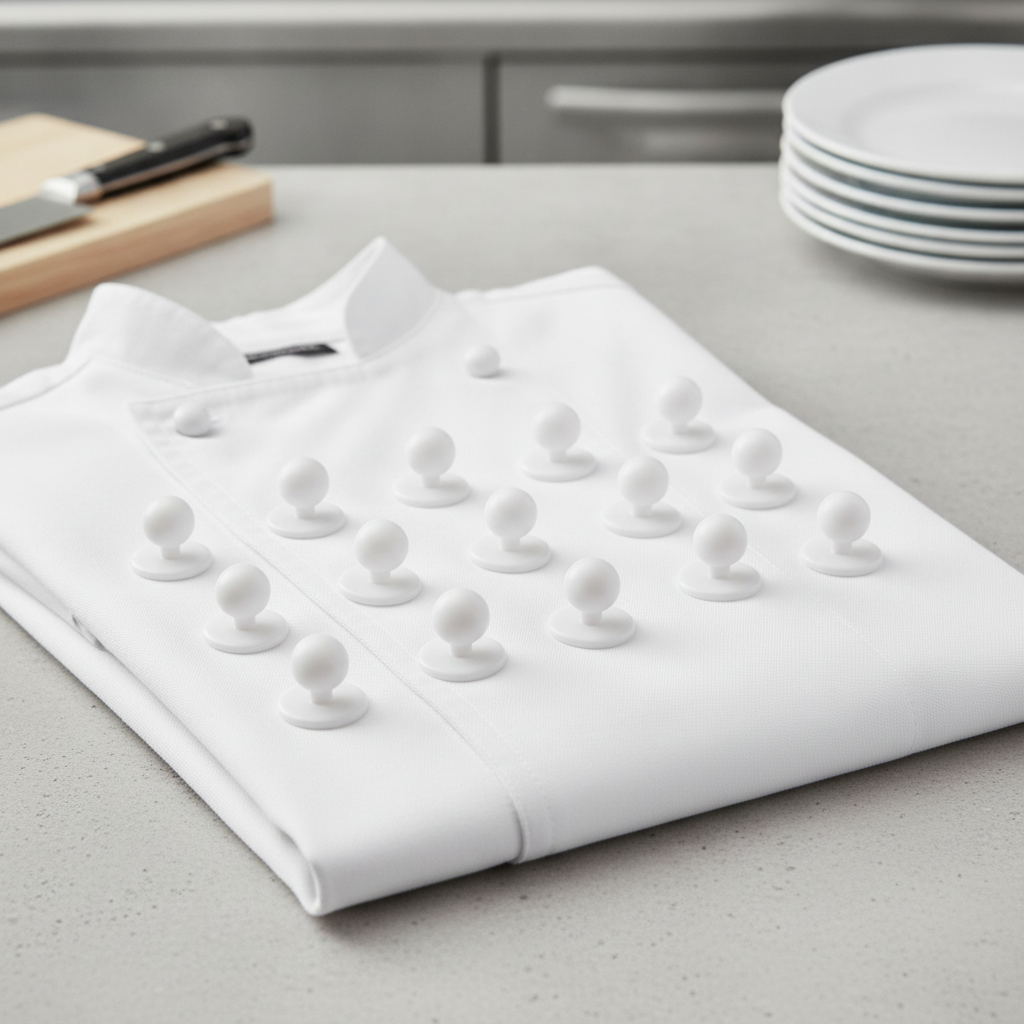 Plastic Stud Buttons White for Chef Jackets (Pack of 12)