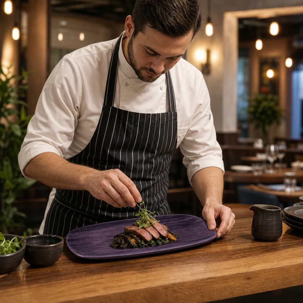 Deep Oblong Plates 370mm Purple Vitrified Ceramic for Hospitality (Pack of 6)