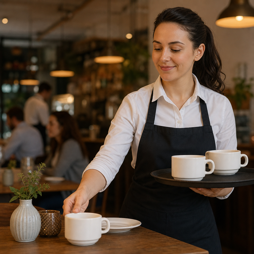 Stacking Tea Cups 206ml Stoneware for Cafés & Restaurants (Pack of 12)
