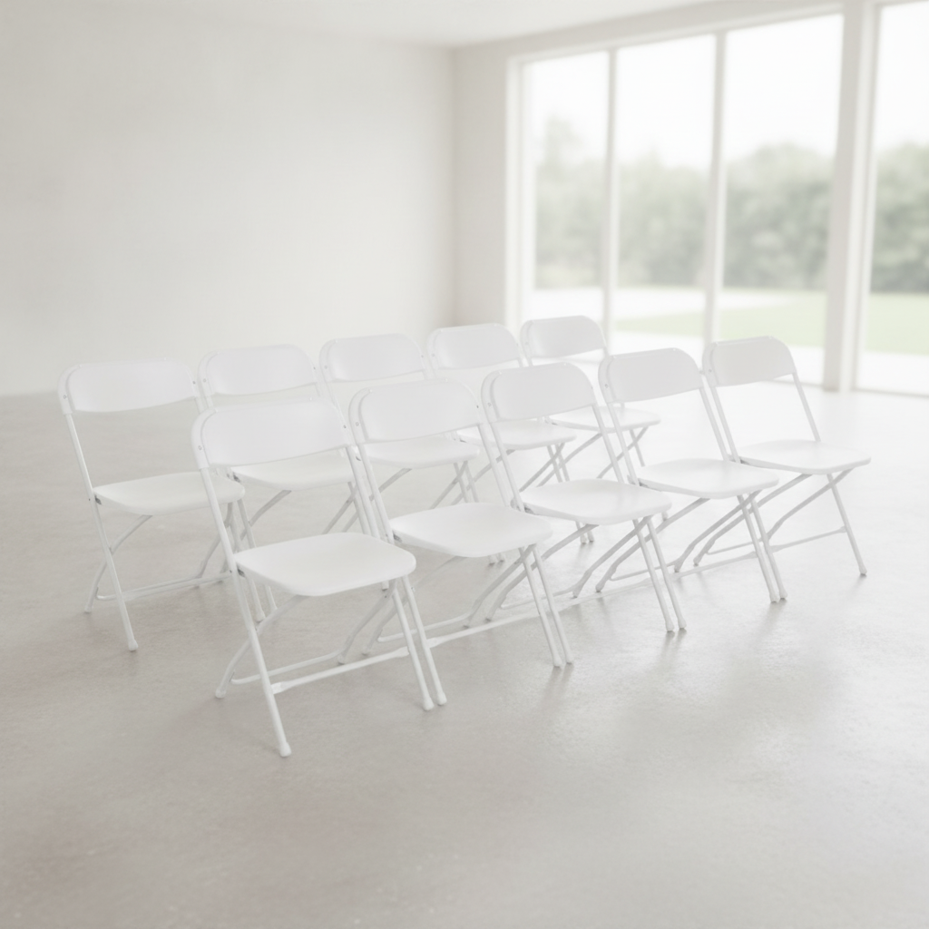 Polypropylene Folding Chairs White 800x440mm for Events (Pack of 10)