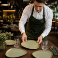 Moss Triangular Plates Green Porcelain for Contemporary Dining (Pack of 6)