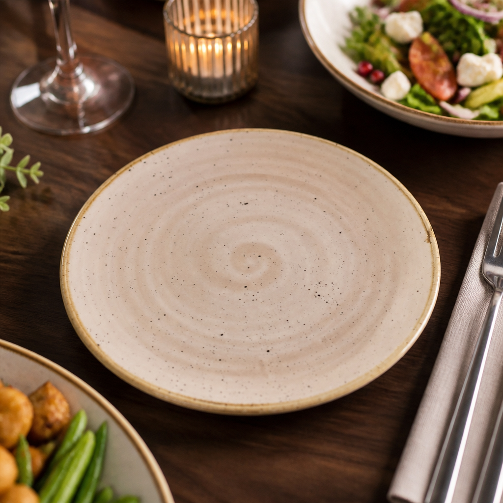 Round Coupe Plates 165mm Cream Vitrified Ceramic for Restaurants (Pack of 12)