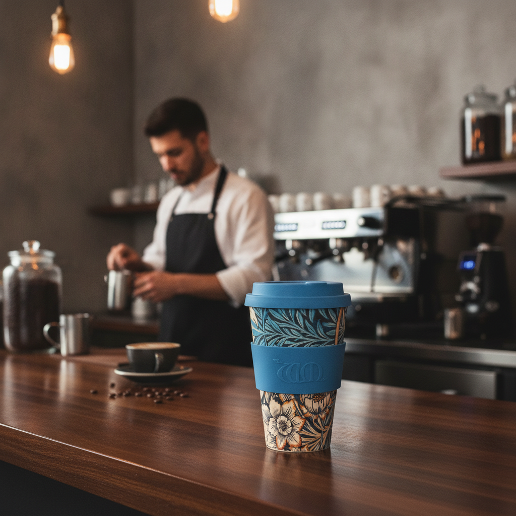 PLA Reusable Coffee Cup 400ml with Silicone Sleeve for Cafés