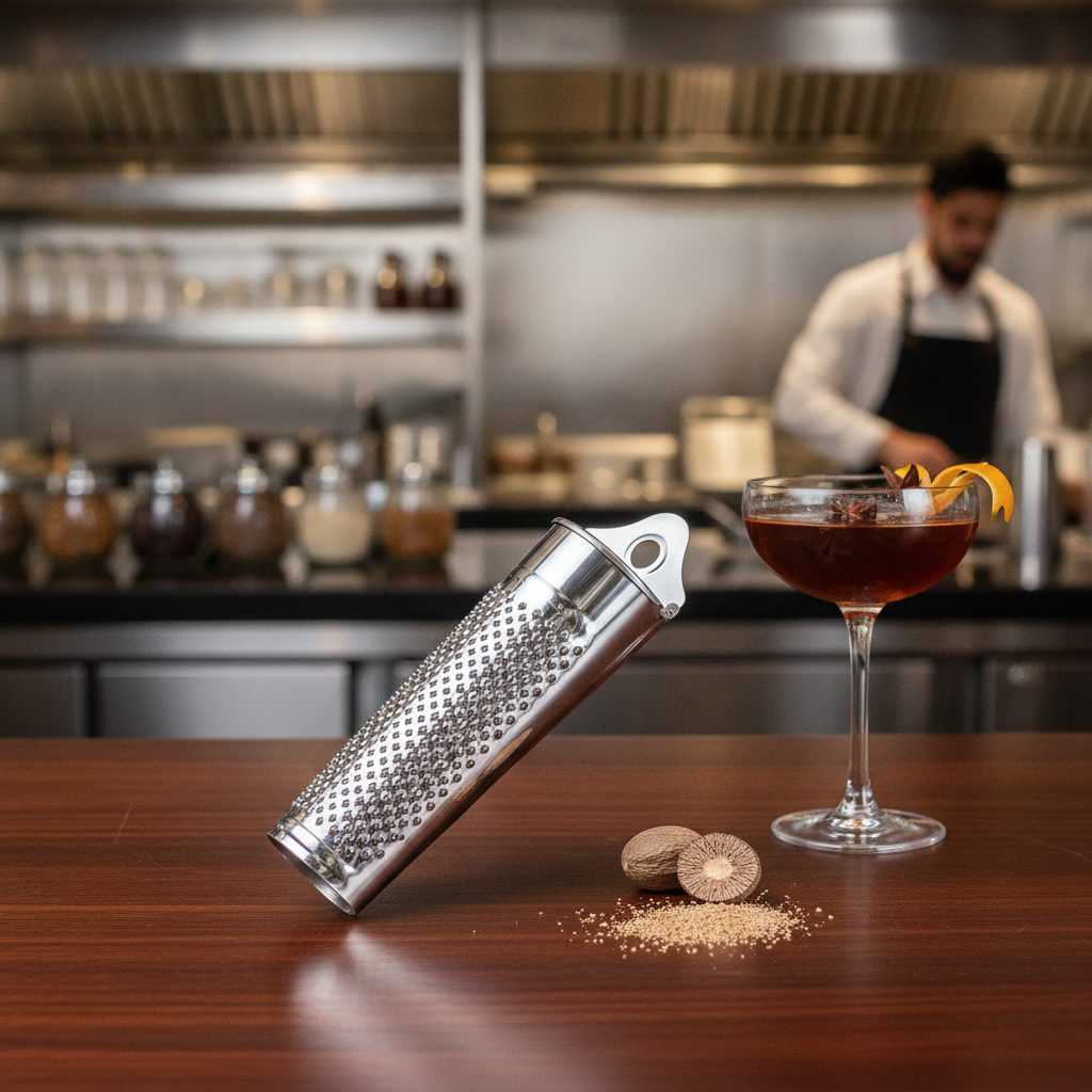 Stainless Steel Nutmeg Grater 138mm for Cocktail Garnishing