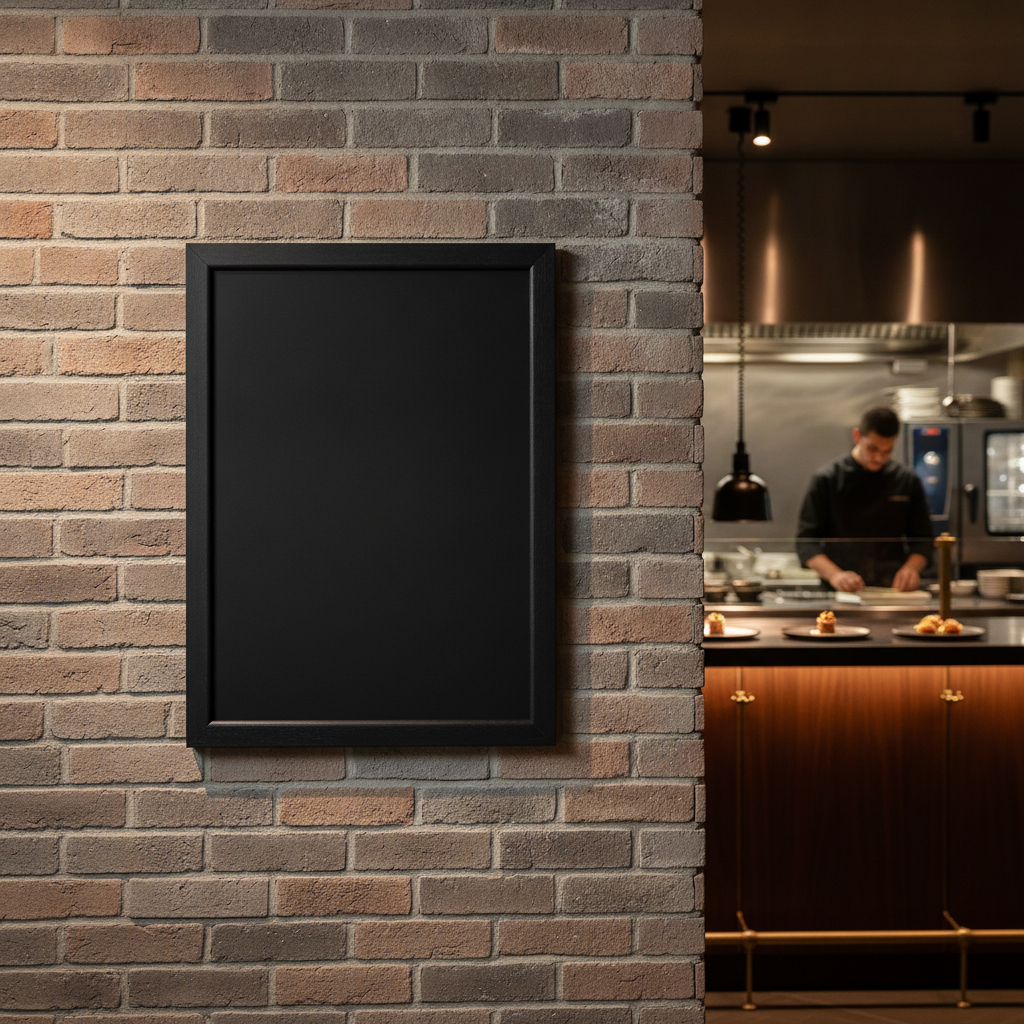 MDF & Pine Framed Black Wallboard 600x800mm for Restaurants