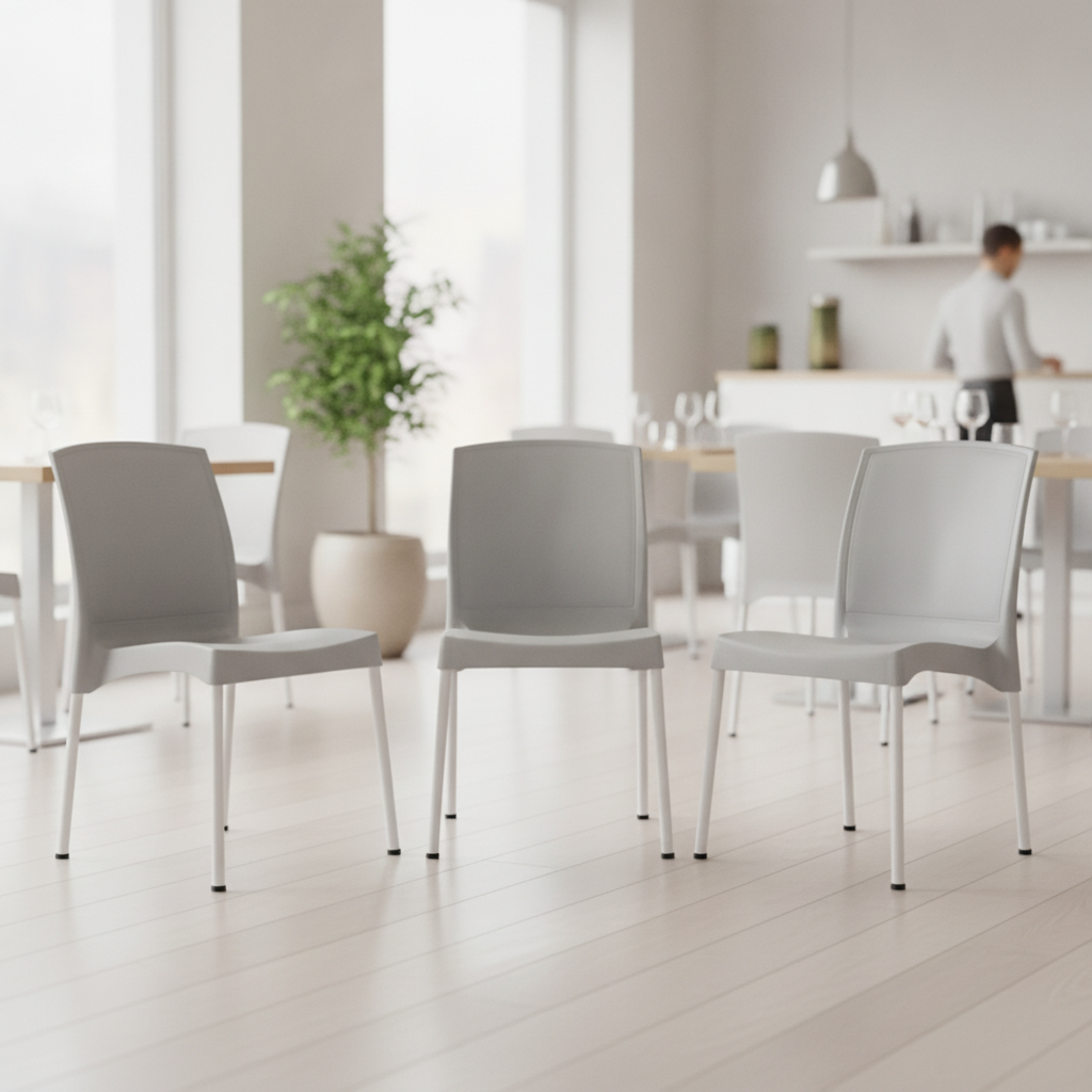 Polypropylene Side Chairs Grey 825mm for Cafés and Restaurants (Pack of 4)