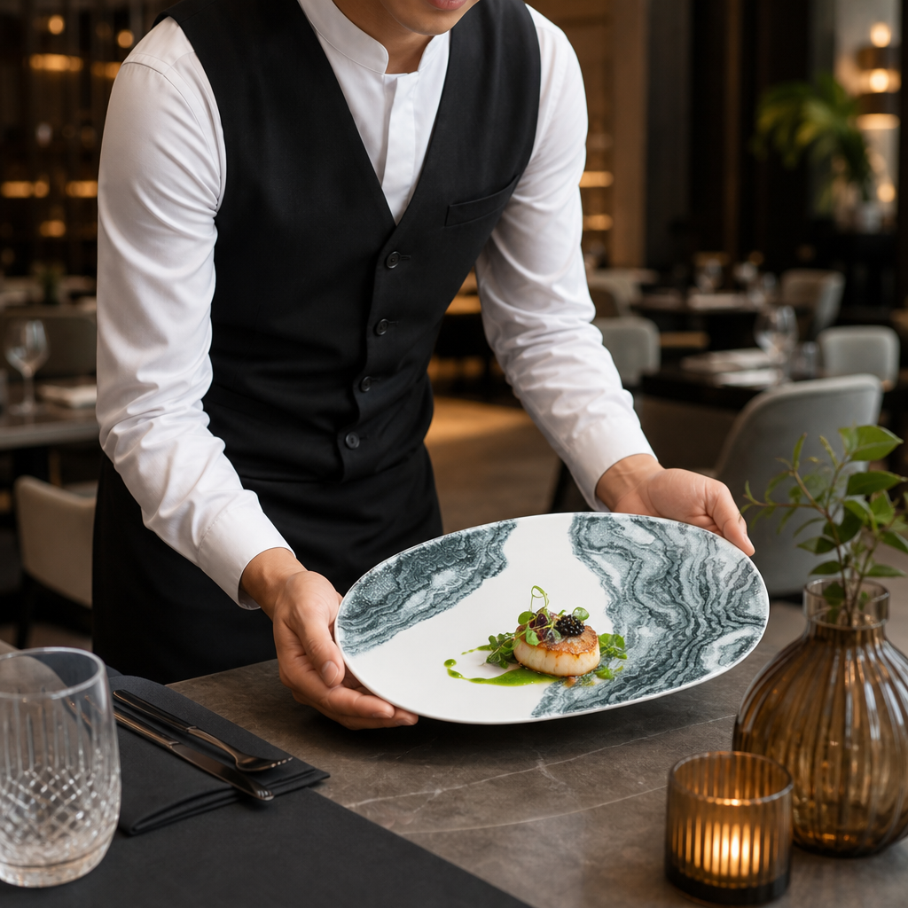 Platters 345x235mm Black Vitrified Ceramic for Modern Hospitality (Pack of 6)