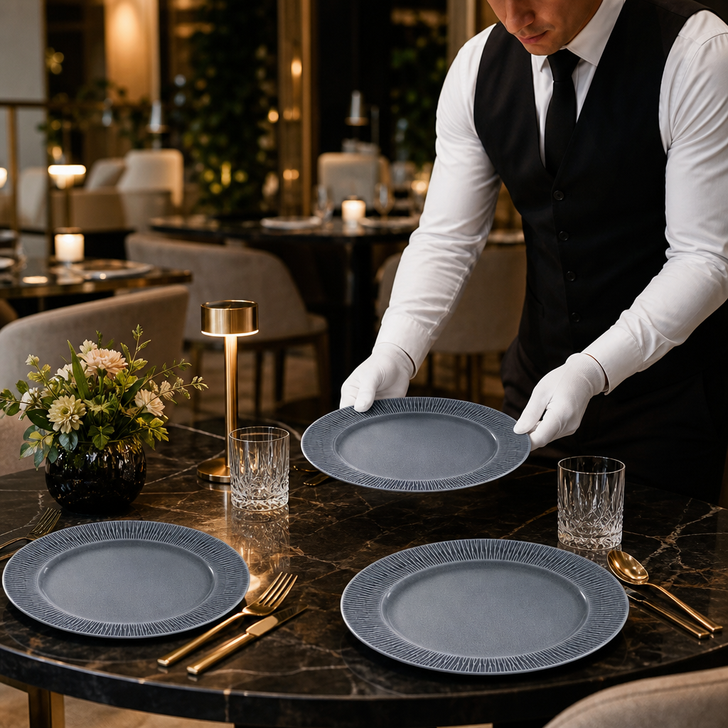 Style Plates 305mm Vitrified Porcelain for Dining Events (Pack of 12)