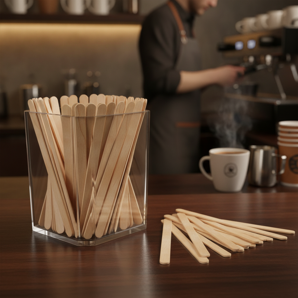 Biodegradable Wooden Coffee Stirrers 190mm for Cafés & Restaurants (Pack of 1000)