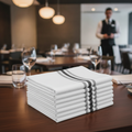 Polyester Black Stripe Bistro Napkins for Stylish Dining (Pack of 10)