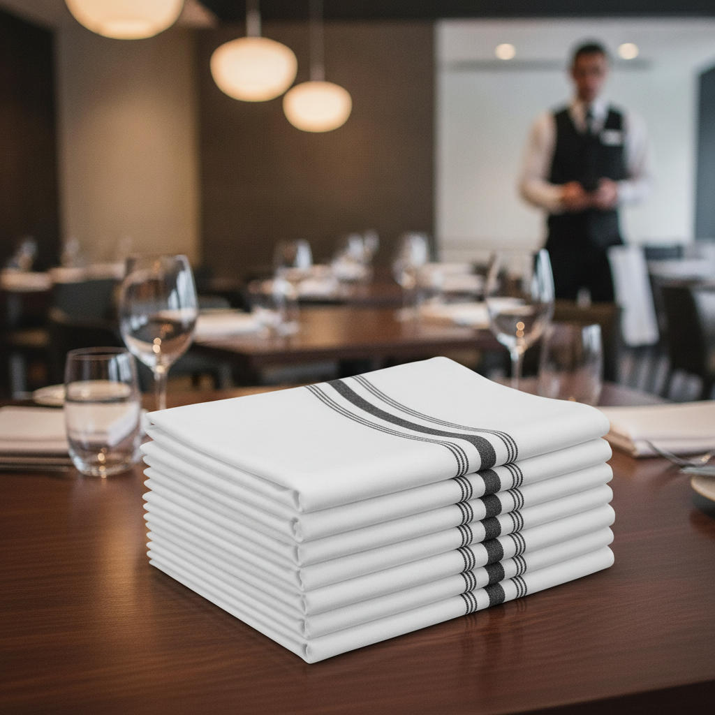 Polyester Black Stripe Bistro Napkins for Stylish Dining (Pack of 10)