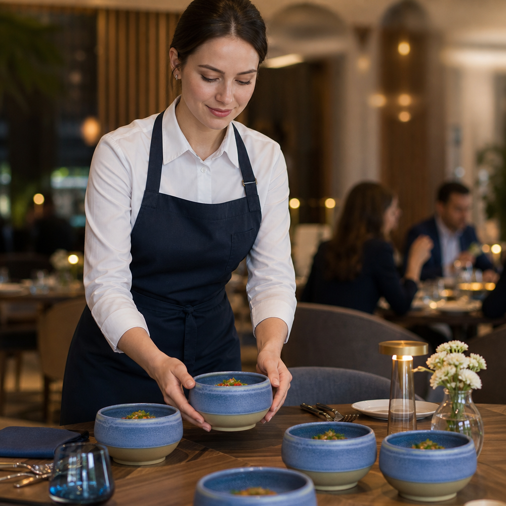 Deep Bowls 255ml Blue Vitrified Ceramic for Dining (Pack of 12)