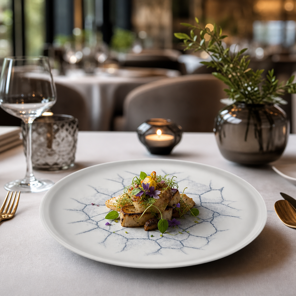 Walled Plates Grey Porcelain for Elegant Food Presentation (Pack of 6)