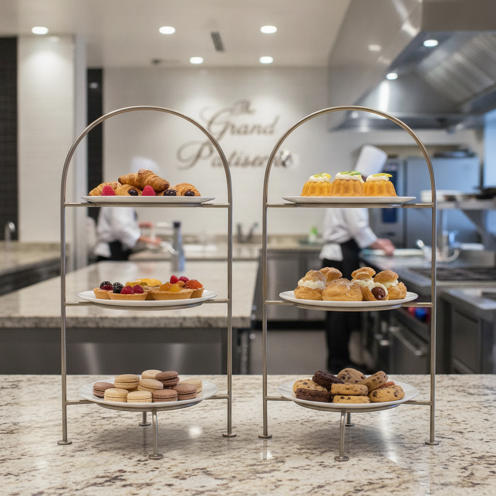 Stainless Steel 3-Tier Cake Stand for Showcasing Pastries (Pack of 2)