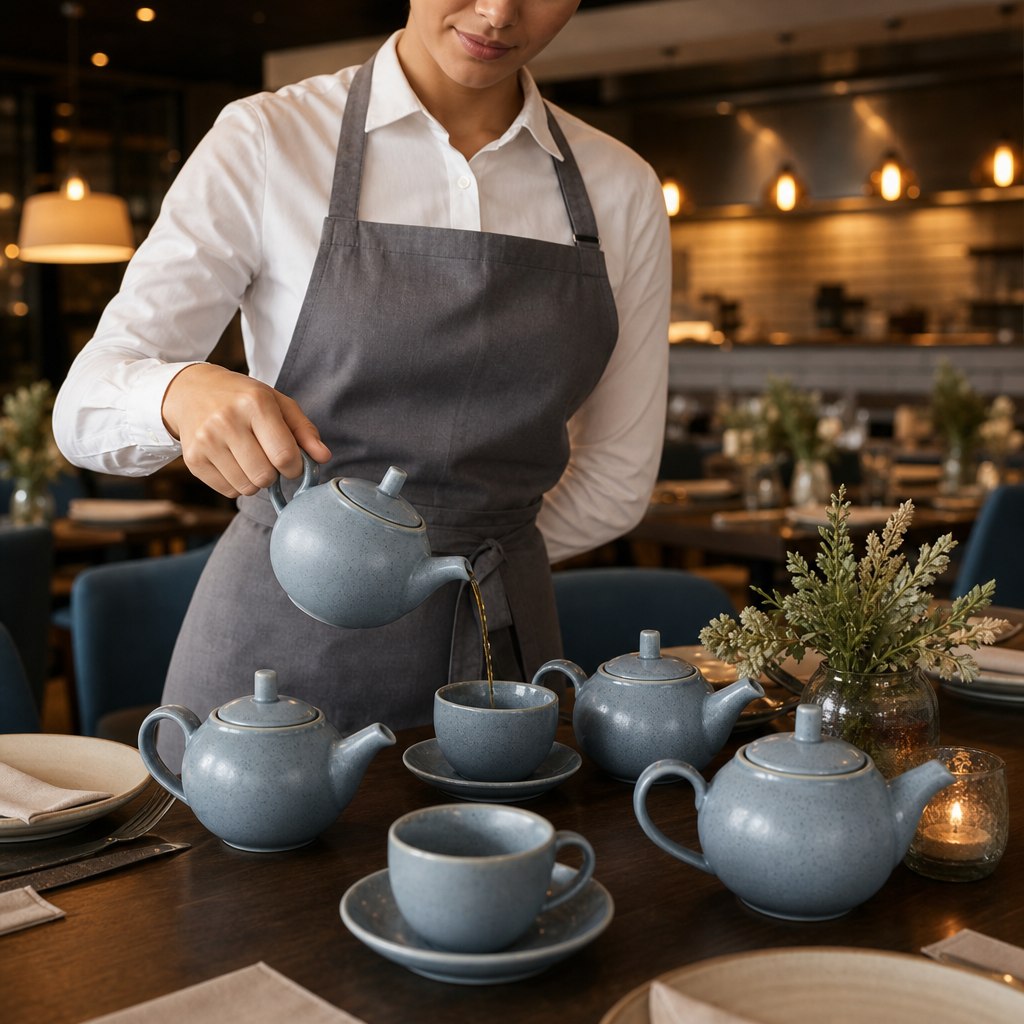 Super Vitrified Ceramic Blueberry Teapot 426ml for Table Settings (Pack of 4)