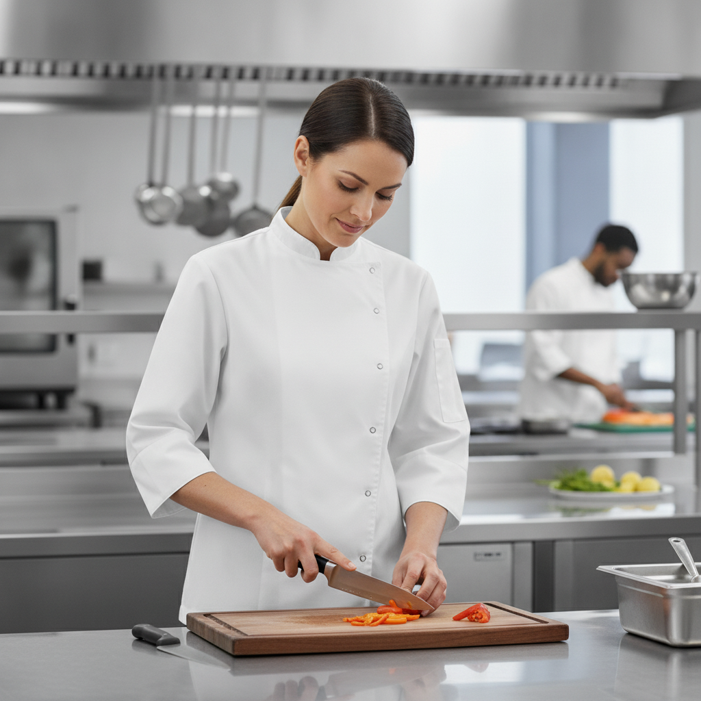Cotton & Recycled Polyester Fitted Chef Jacket for Culinary Professionals