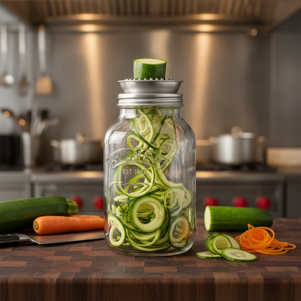 Glass Spiralizer Jar 1000ml for Food Preparation