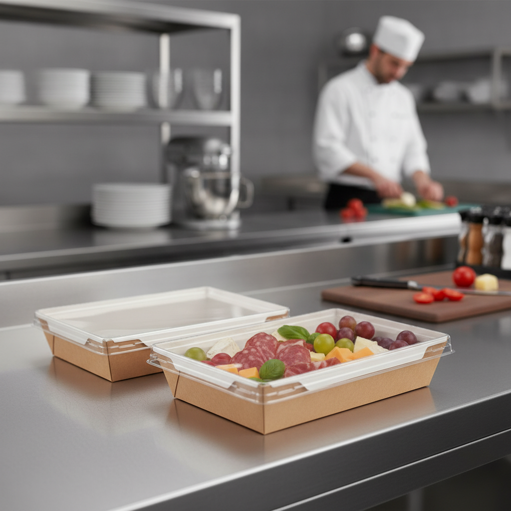 Paperboard Food Trays with Lid 1000ml for Delis & Supermarkets