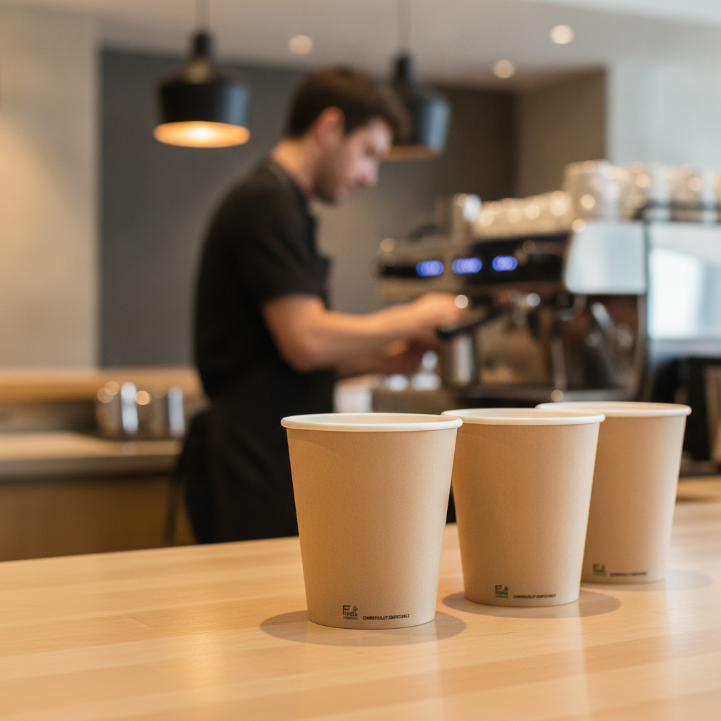 Compostable Paper Coffee Cups 340ml for Eco-Friendly Catering (Pack of 50)