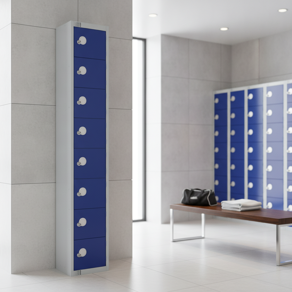Powder Coated Steel Blue Lockers 300mm Deep for Changing Rooms