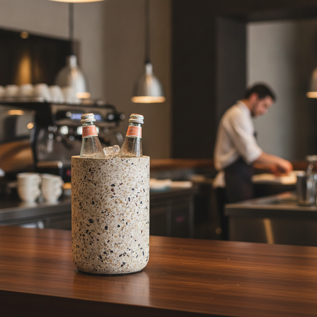 Concrete Terrazzo Bottle Cooler 190mm for Events & Catering