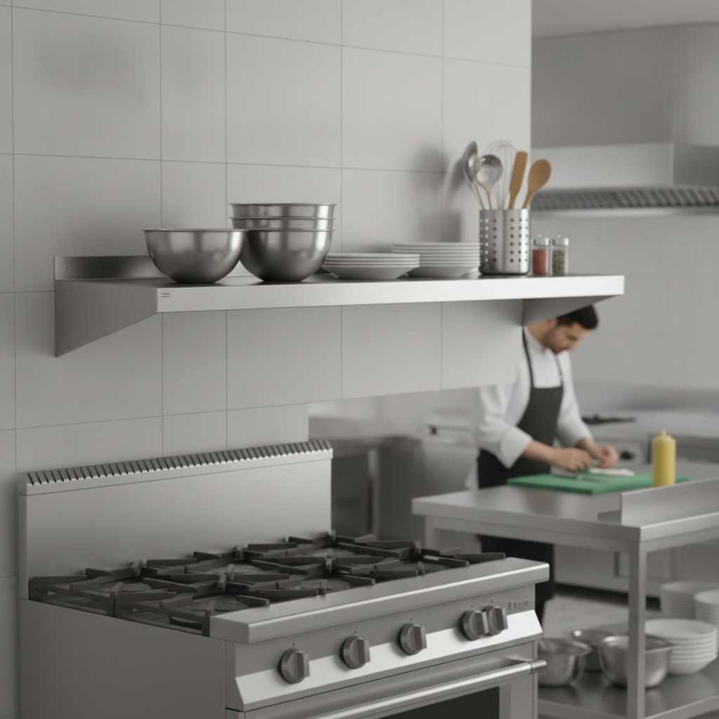 Stainless Steel Wall Shelf 1800x300mm for Efficient Kitchens