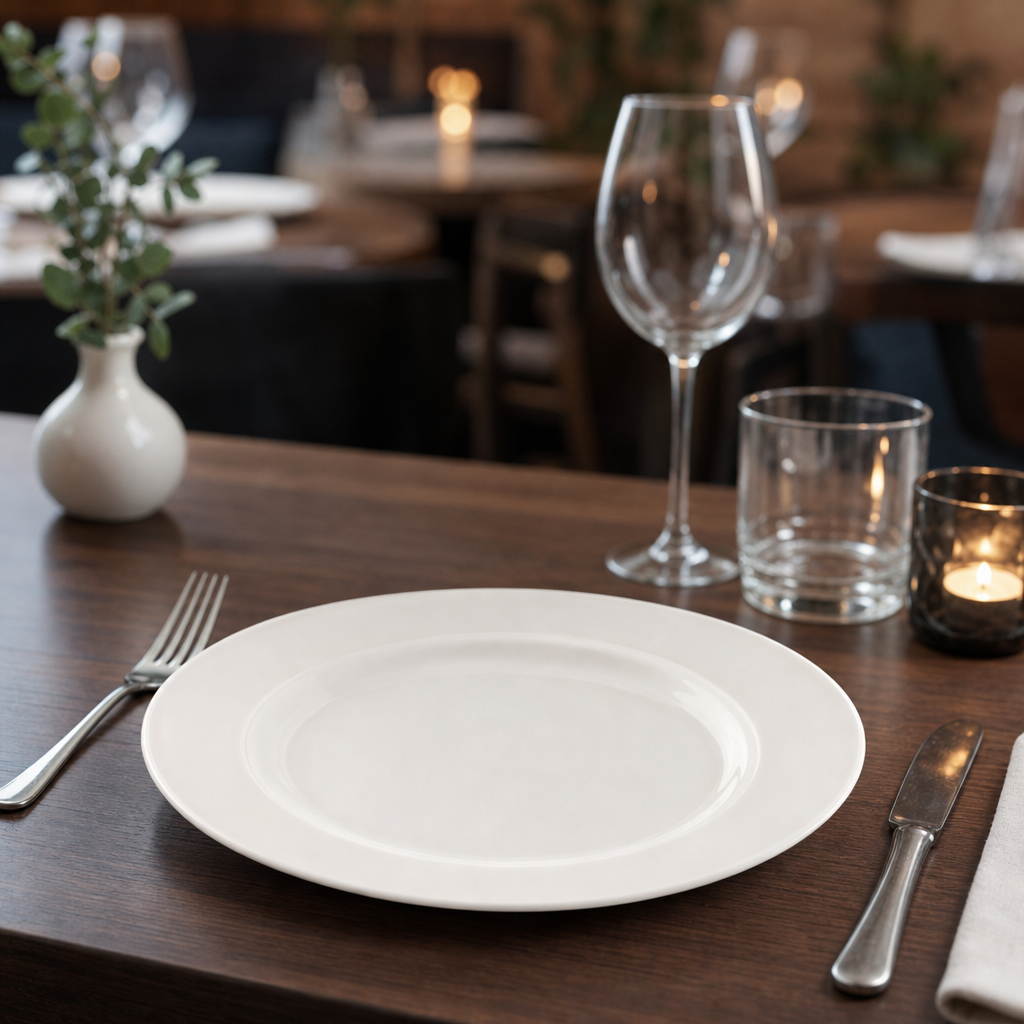 Wide Rim Plates 203mm White Porcelain for Stylish Table Settings (Pack of 24)
