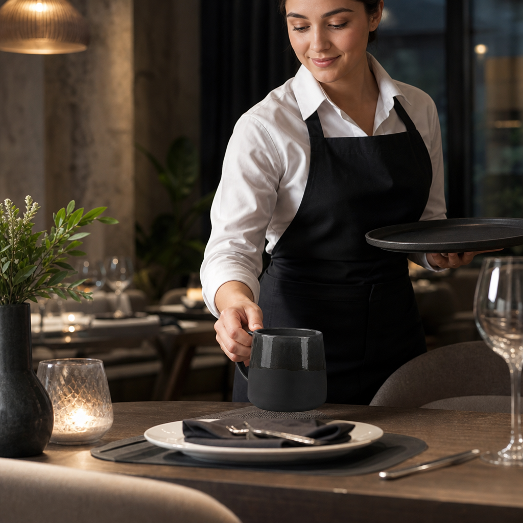 Mugs 444ml Grey Vitrified Stoneware for Unique Table Settings (Pack of 24)