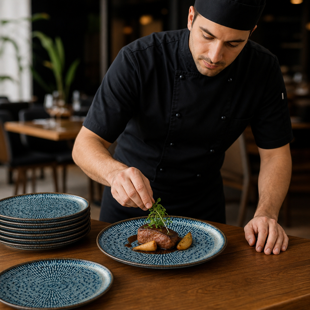 Natural Plates 165mm Blue Vitrified Ceramic for Dining Experiences (Pack of 6)