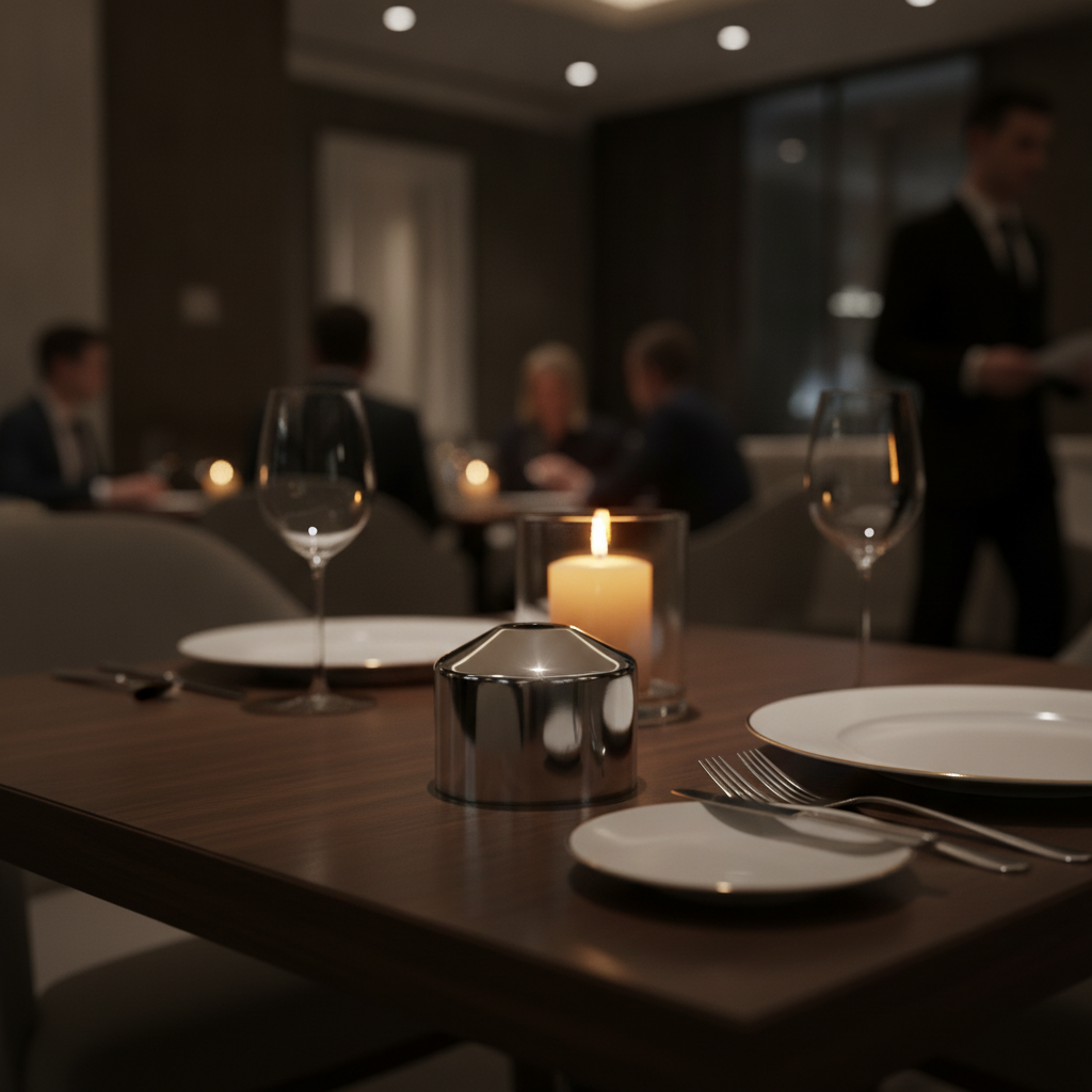 Polished Chrome Midsize Candle Cover 110mm for Elegant Dining