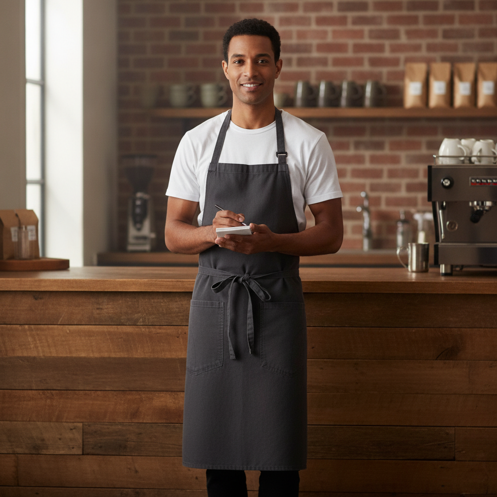 Cotton Bistro Apron Steel Grey for Artisan Cafes